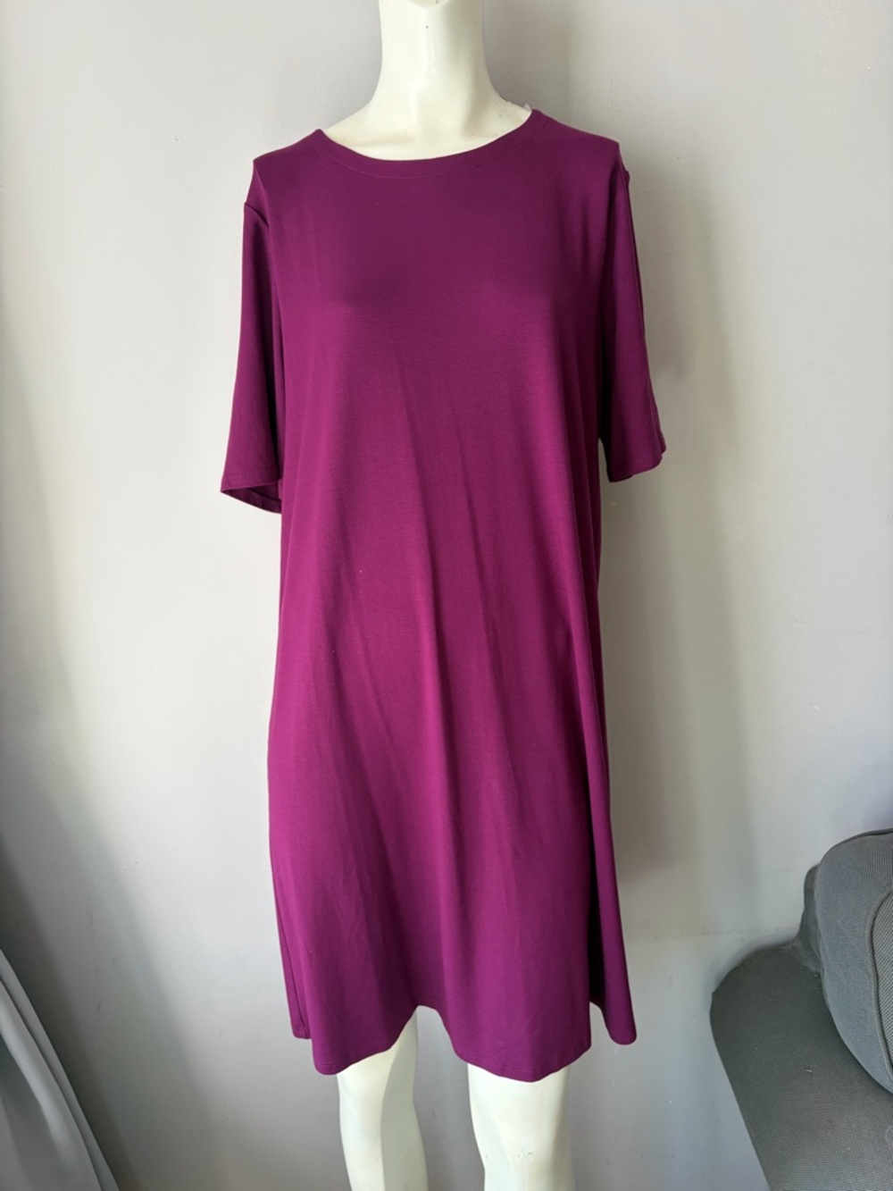Eileen Fisher Shift Jersey Stretch Midi Dress